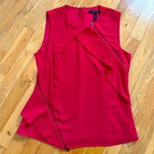 Red BCBGMAXAZRIA Zipper Top with Ruffle Details Size Small